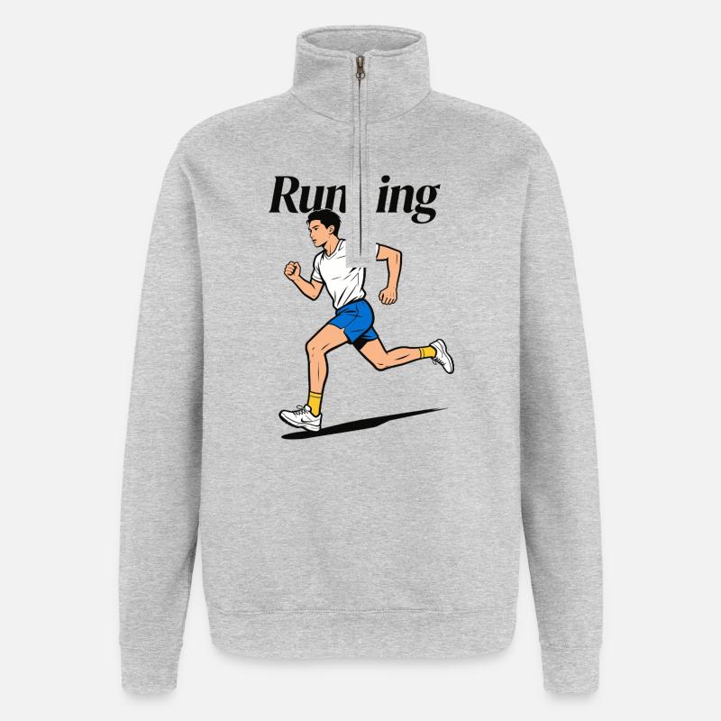 Course en course - Sweat à zip 1/4 - gris chiné
