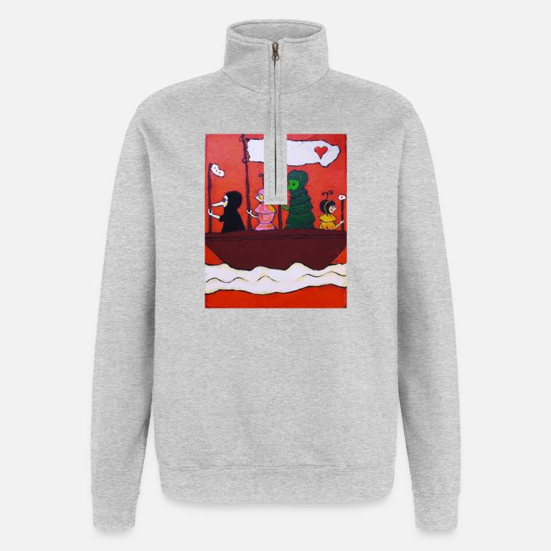4 Freunde - Quarter-Zip-Sweatshirt - Grau meliert