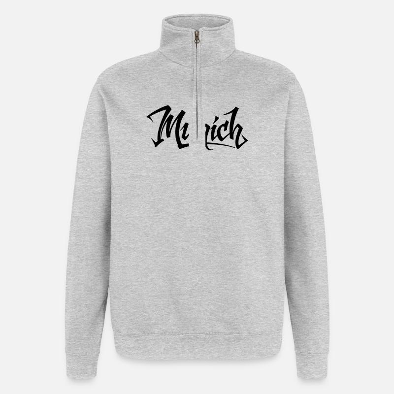 Conception de mandala de méditation consciente - Sweat à zip 1/4 - gris chiné