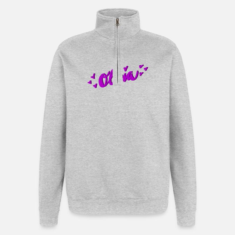 Olivia - Sweat à zip 1/4 - gris chiné