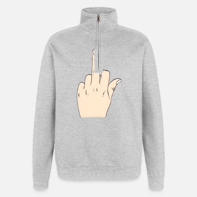 Middle finger mode - Quarter-Zip Sweatshirt - heather grey