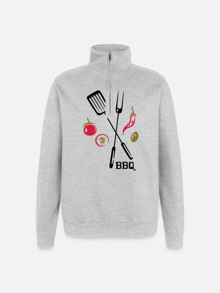BBQ, barbecue, grill, cook - Quarter-Zip Sweatshirt - heather grey