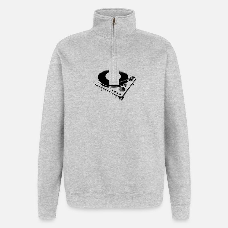 vynil player ! - Quarter-Zip Sweatshirt - heather grey