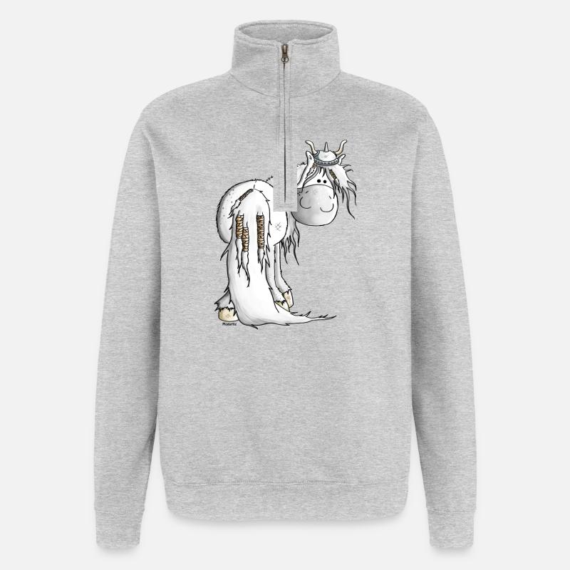 Wikinger Isländer - Pferd - Quarter-Zip-Sweatshirt - Grau meliert
