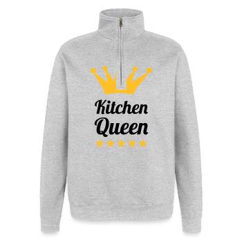 Kitchen Queen - Quarter-Zip-Sweatshirt - Grau meliert - Vorne - AI Model Female 172 light (172cm) & AI Model Male 178 dark (178cm)
