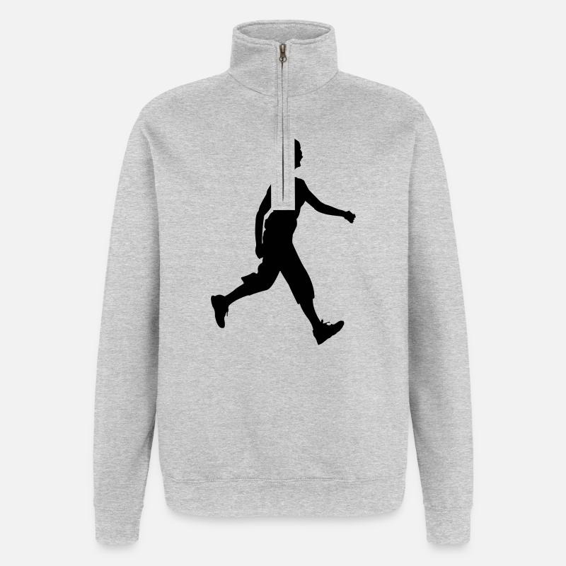 Walker Schattenfigur Logo - Quarter-Zip-Sweatshirt - Grau meliert