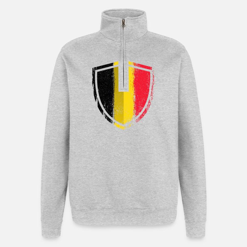 German Flag Shield Emblem - Quarter-Zip Sweatshirt - heather grey
