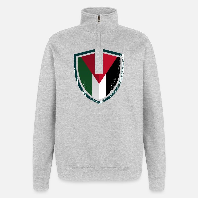 Geometric Shield Crest - Quarter-Zip Sweatshirt - heather grey