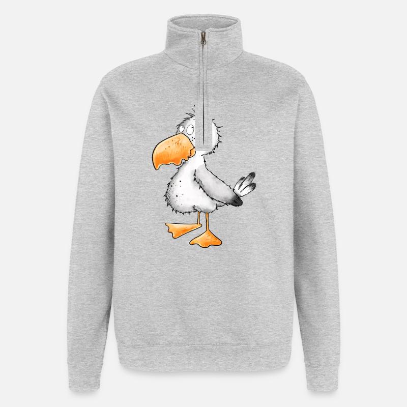 Drollige Möwe I Nordsee Urlaub - Sweat à zip 1/4 - gris chiné