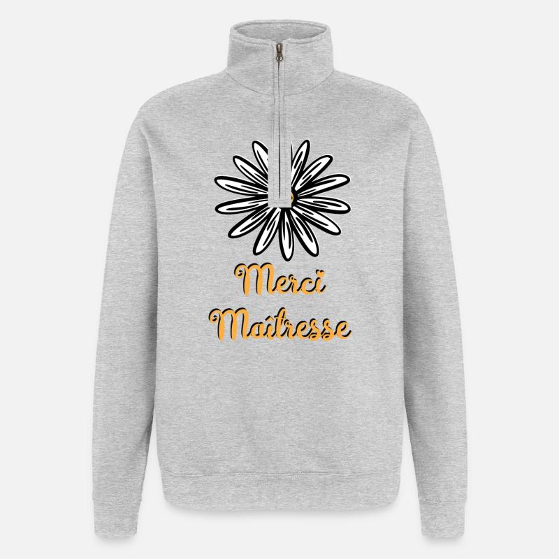 Danke Herrin mit einer Blume - Quarter-Zip-Sweatshirt - Grau meliert
