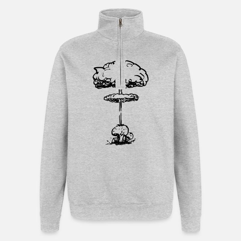 Champignon pollinique nucléaire (noir) - Sweat à zip 1/4 - gris chiné