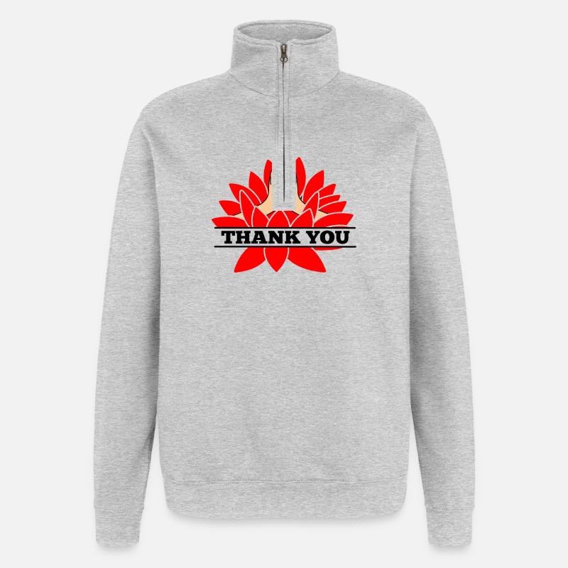 DANKE Danke Namaste mit schwarzem Text - Quarter-Zip-Sweatshirt - Grau meliert