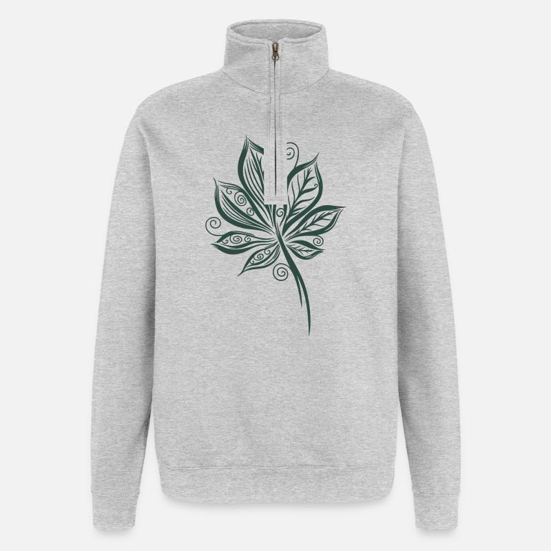 Feuille de châtaignier Châtaignier - Sweat à zip 1/4 - gris chiné