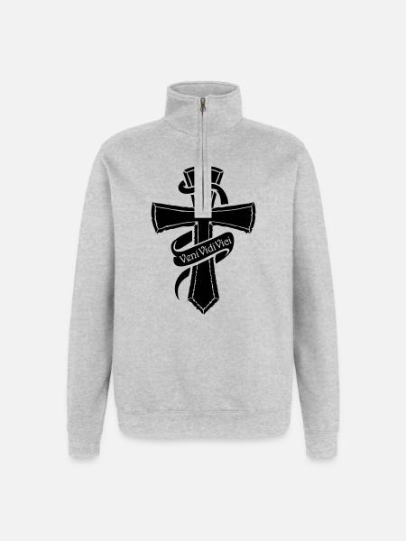 VeniVidiVici black - Quarter-Zip Sweatshirt - heather grey