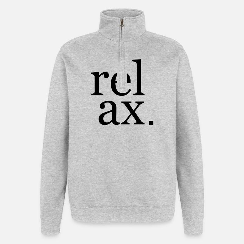 Relax Design - Sweat à zip 1/4 - gris chiné