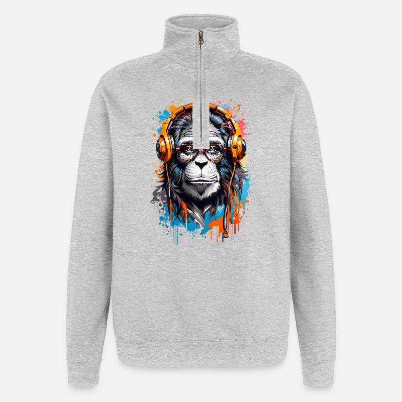 Cool monkey - Quarter-Zip Sweatshirt - heather grey