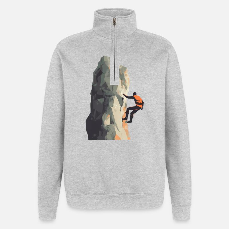 Grimpeur sur la paroi rocheuse - Sweat à zip 1/4 - gris chiné