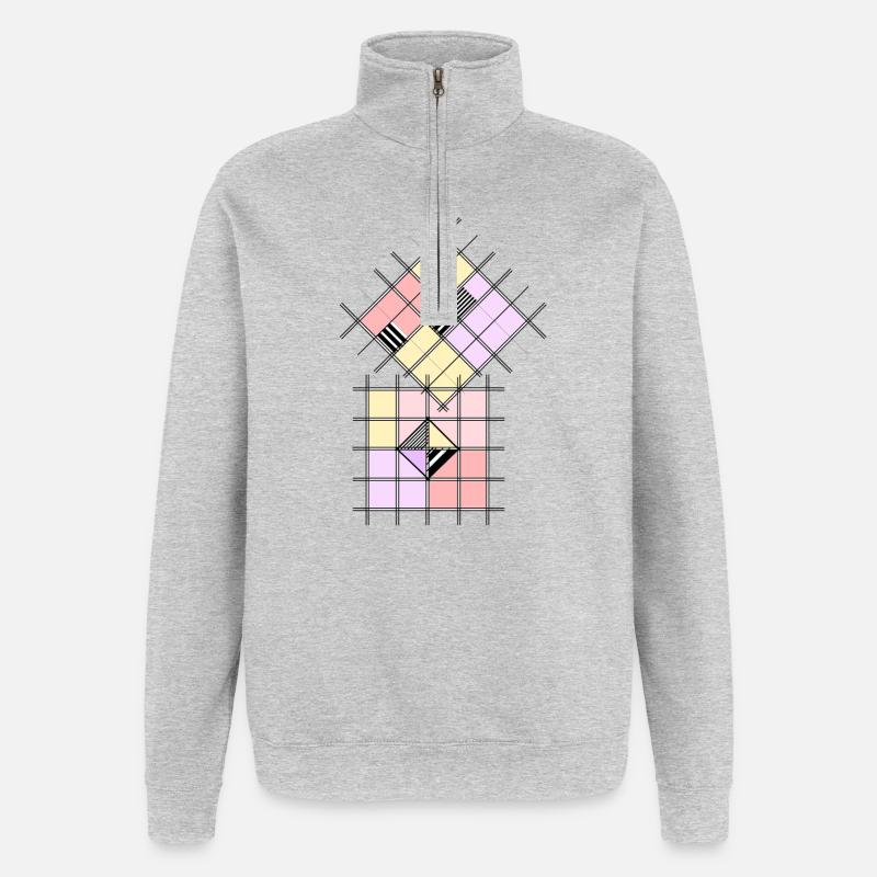 Geometrische Form - Quarter-Zip-Sweatshirt - Grau meliert