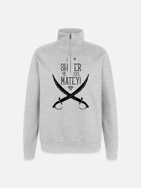 Illustration Featuring Pirate-Themed Design Swords - Quarter-Zip Sweatshirt - heather grey
