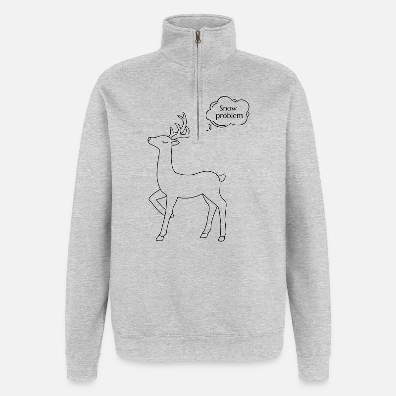 Eingesnappter Weihnachtshirsch - Quarter-Zip-Sweatshirt - Grau meliert