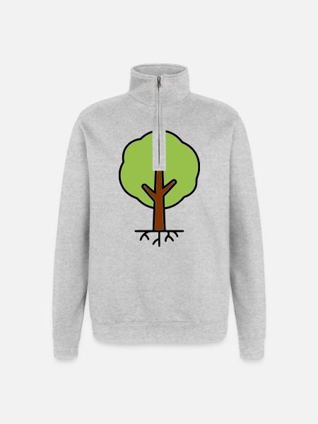 Tree Silhouette Green Cartoon - Quarter-Zip Sweatshirt - heather grey