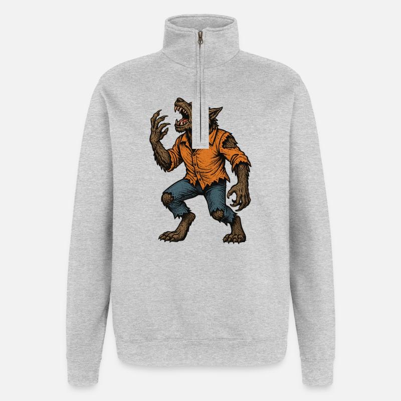 Gruseliger Werwolf - Halloween - Quarter-Zip-Sweatshirt - Grau meliert