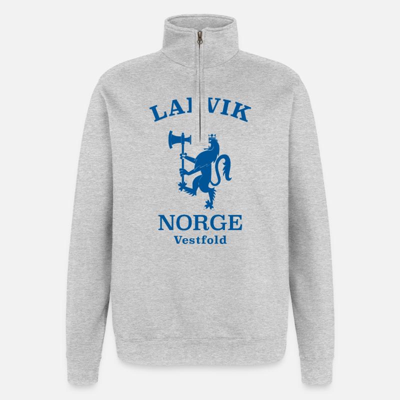 Larvik, Norvège, Norvège - Sweat à zip 1/4 - gris chiné