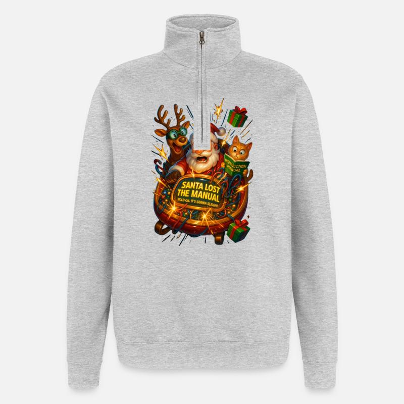 Weihnachtsmann verliert das Handbuch - Quarter-Zip-Sweatshirt - Grau meliert
