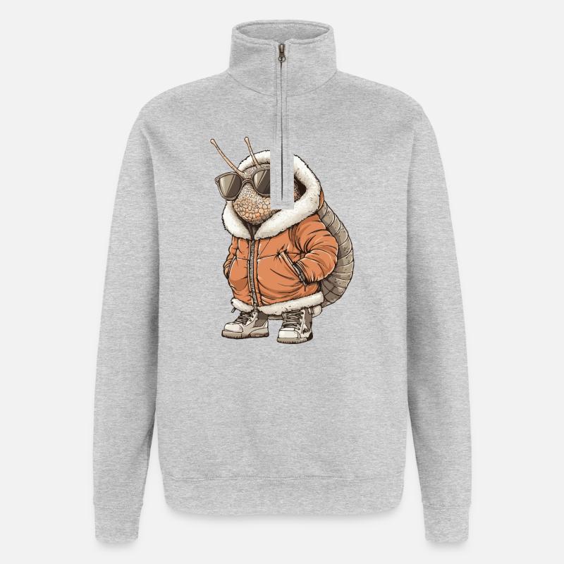Schnecke Cool Winter - Quarter-Zip-Sweatshirt - Grau meliert