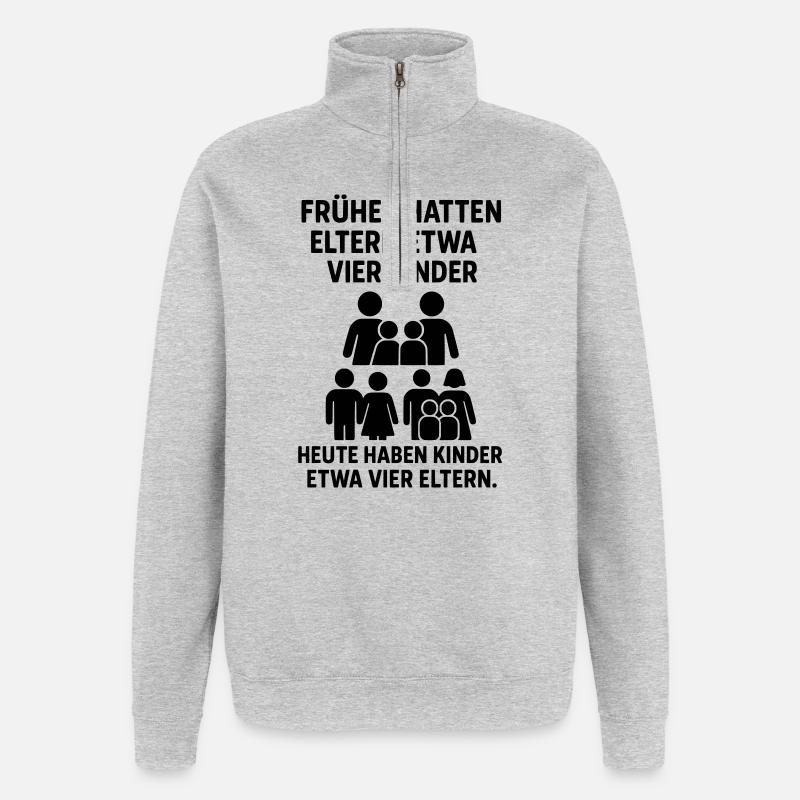 kinder eltern witz - Quarter-Zip-Sweatshirt - Grau meliert