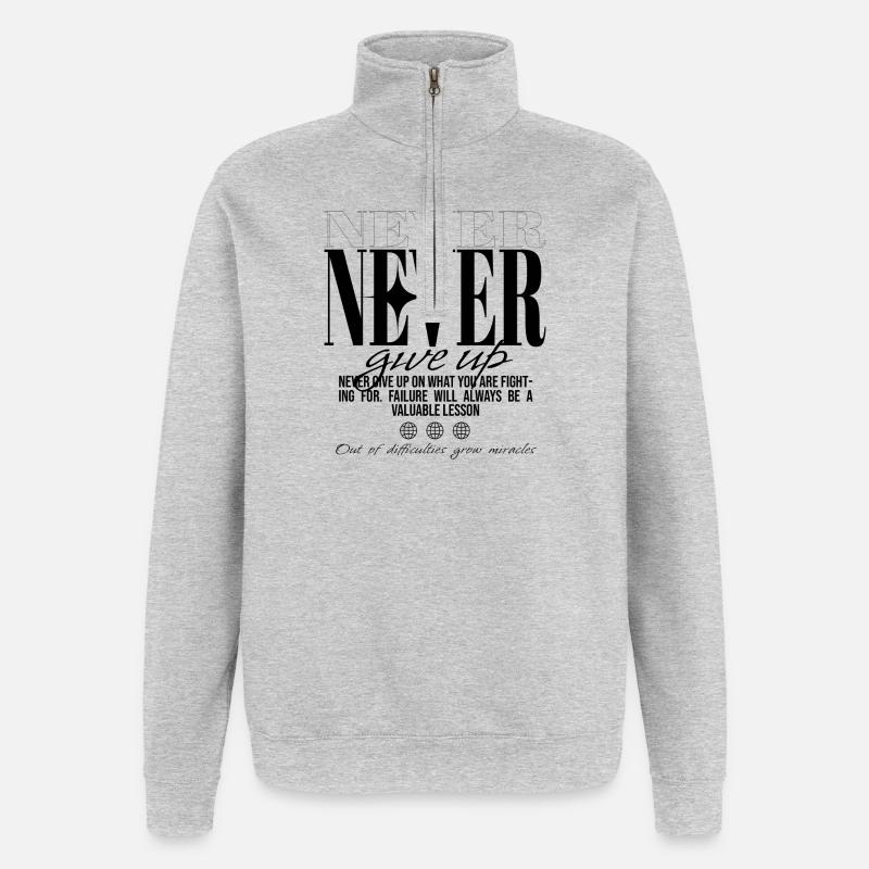 Never stop discovering - Quarter-Zip Sweatshirt - heather grey