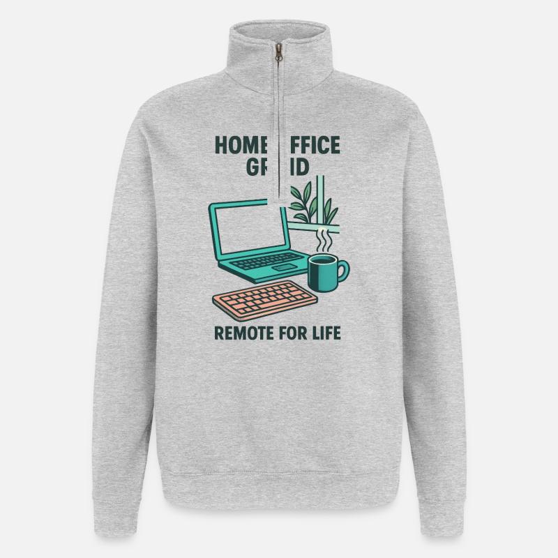 Design Homeoffice Grind-Setup Telearbeit Leise - Quarter-Zip-Sweatshirt - Grau meliert