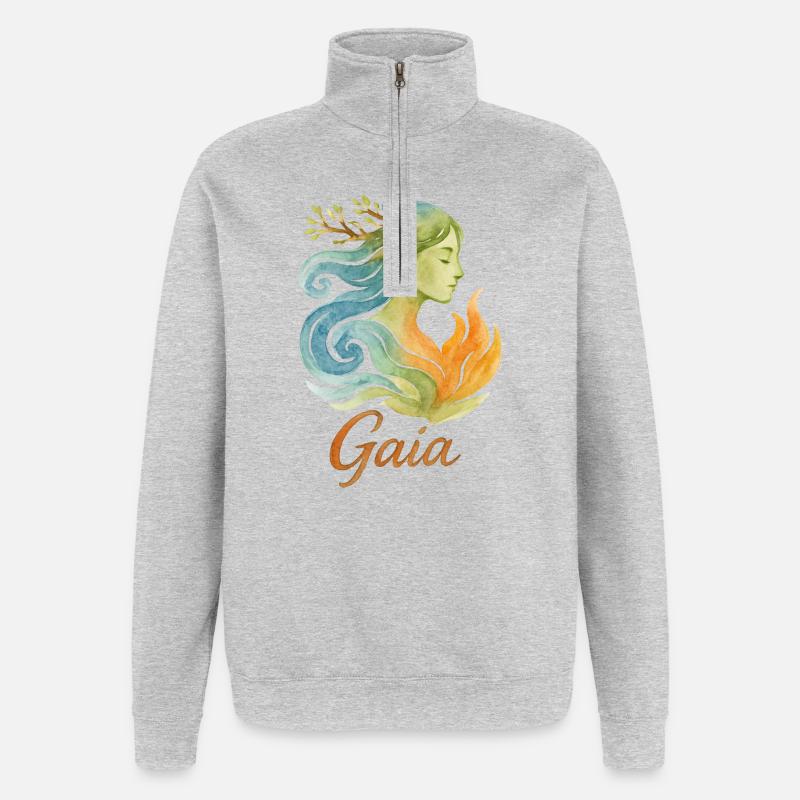 Gaïa - Mère Nature - Arbre de Vie - Sweat à zip 1/4 - gris chiné