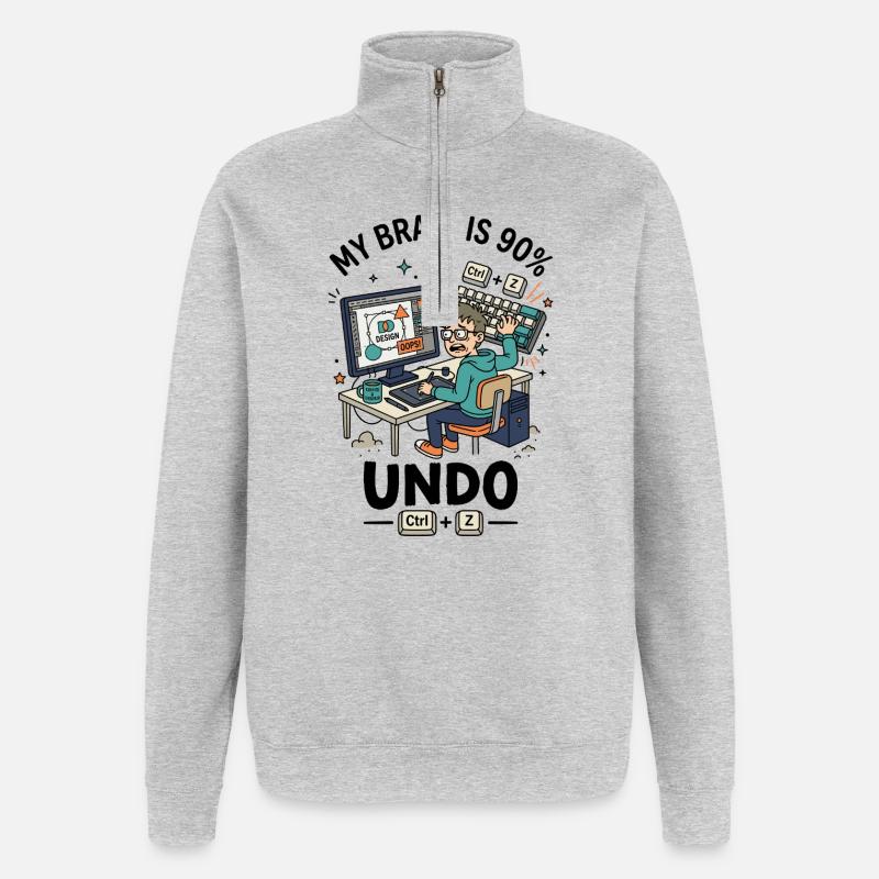 Designer Ctrl Z Panic Humor - Quarter-Zip-Sweatshirt - Grau meliert