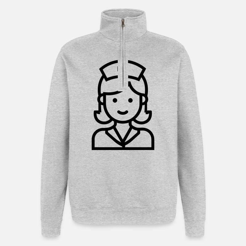 infirmière - Sweat à zip 1/4 - gris chiné