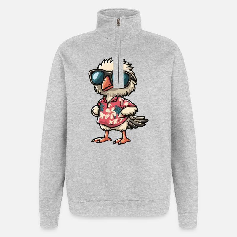 Strauß Comic Urlaub - Quarter-Zip-Sweatshirt - Grau meliert