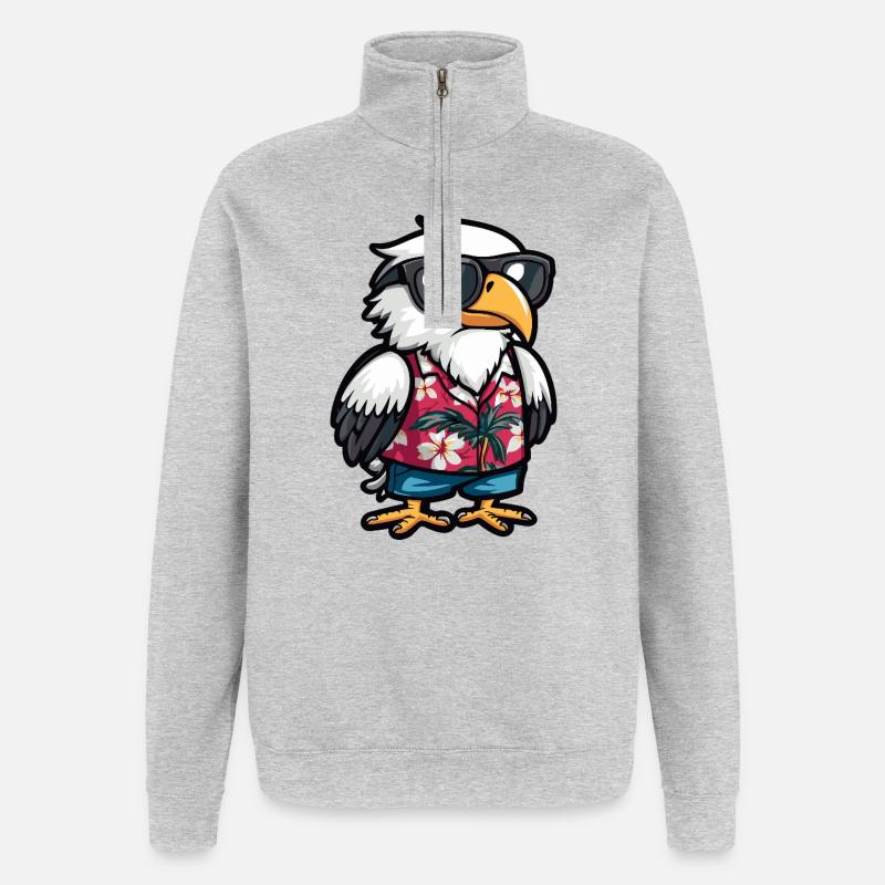Eagle Comic Vacation - Quarter-Zip Sweatshirt - heather grey