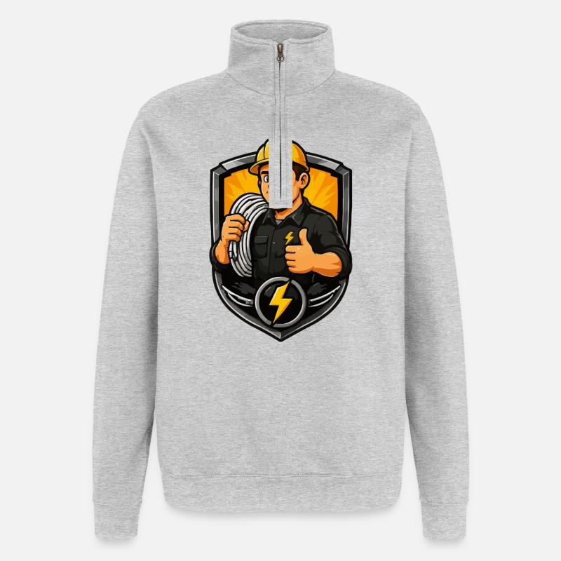 handwerker-wappen-elektriker - Quarter-Zip-Sweatshirt - Grau meliert