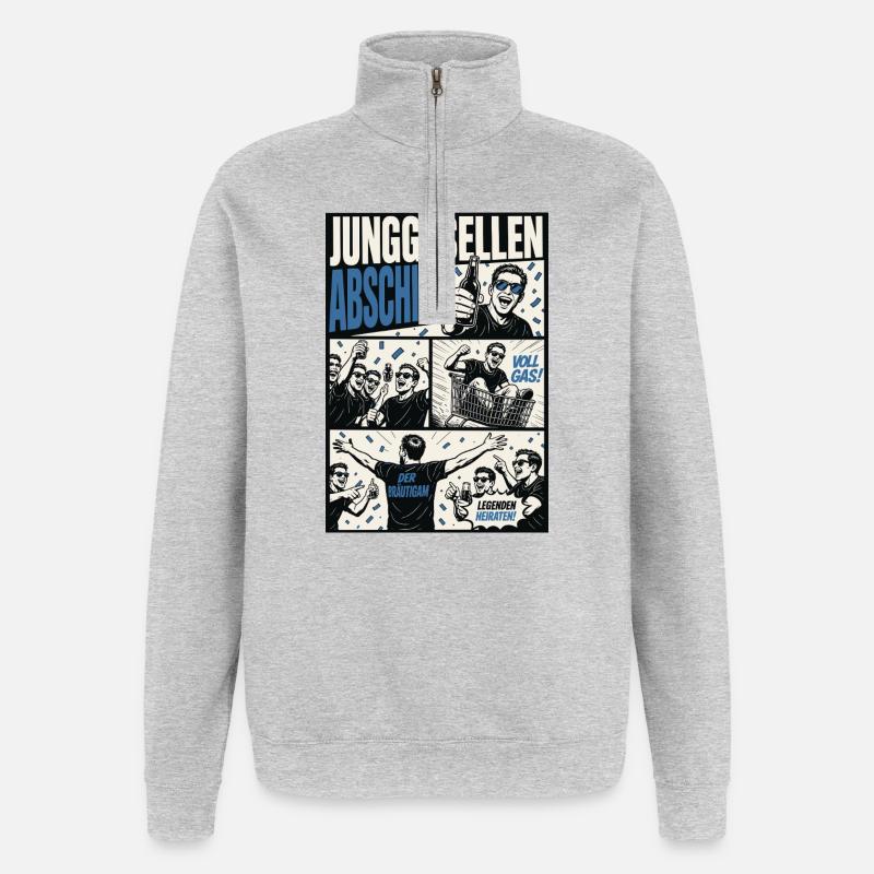 Junggesellenabschied Comic - Quarter-Zip-Sweatshirt - Grau meliert