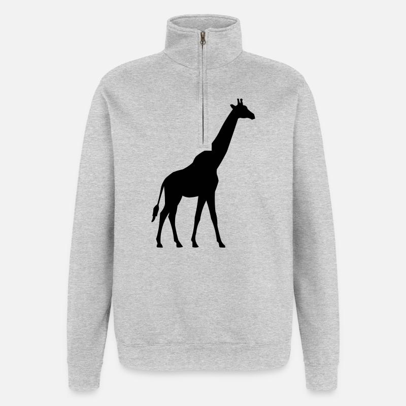 Girafe - Sweat à zip 1/4 - gris chiné