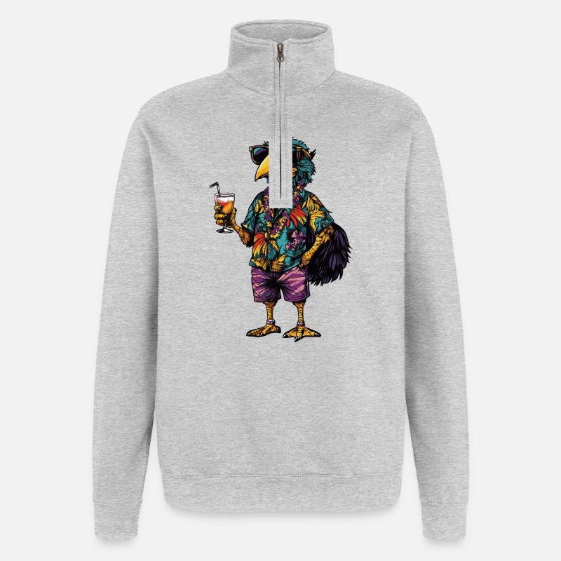 Ostrich Comic Summer - Quarter-Zip Sweatshirt - heather grey