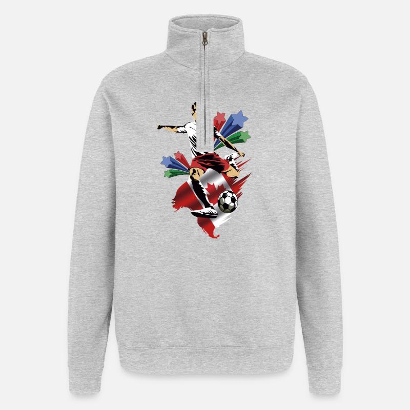 Canada - Canada - Drapeaux - Sweat à zip 1/4 - gris chiné