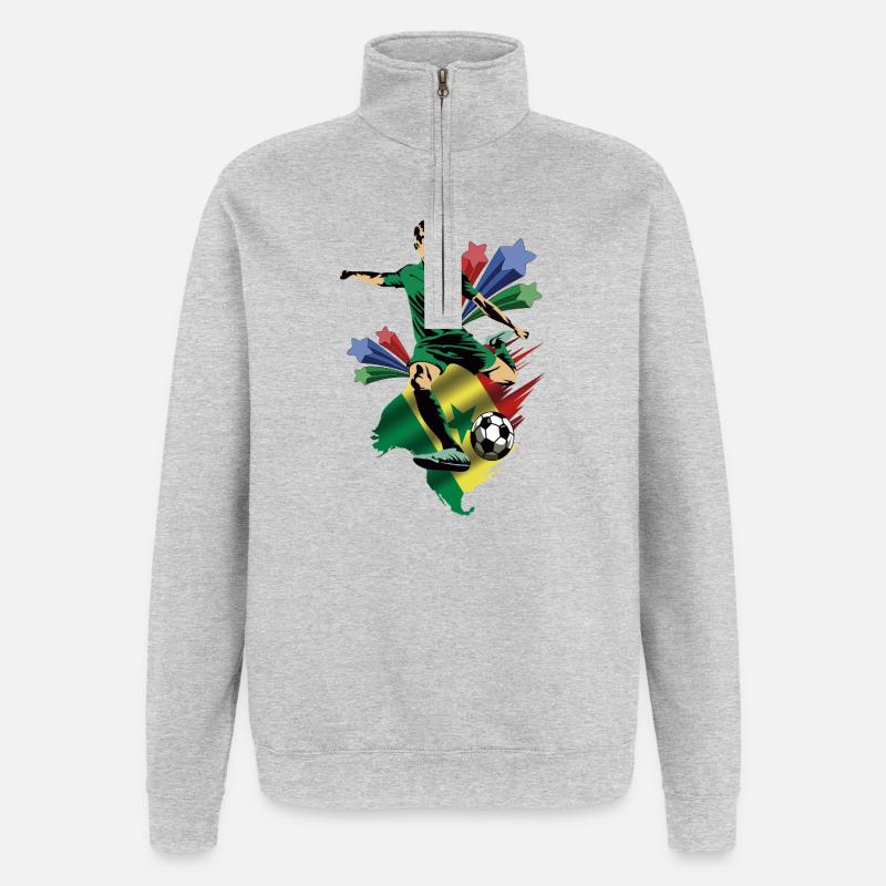 Sénégal - Sénégal - Drapeaux - Sweat à zip 1/4 - gris chiné
