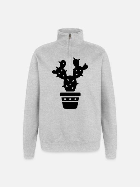 Cactus plante succulente maman botanique - Sweat à zip 1/4 - gris chiné
