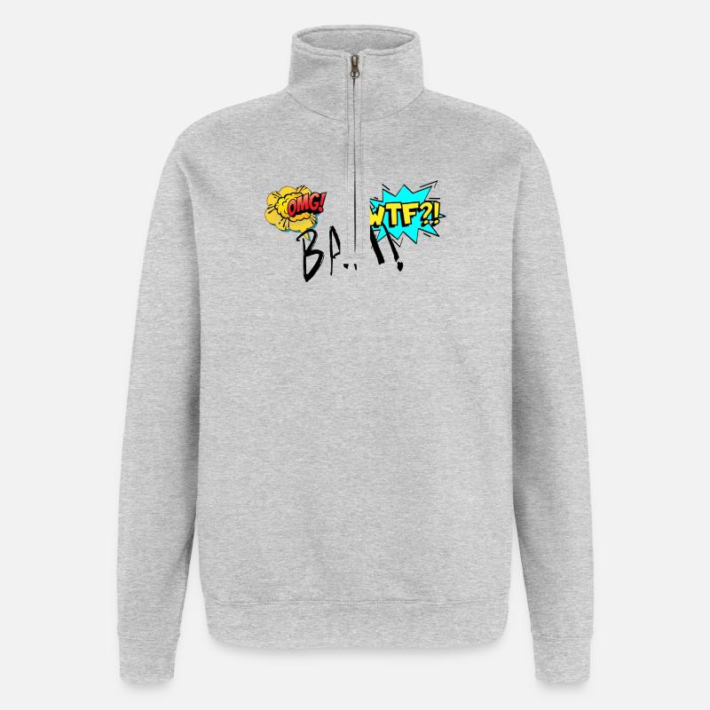 Comic Explosive OMG WTF Exclamations - Quarter-Zip Sweatshirt - heather grey
