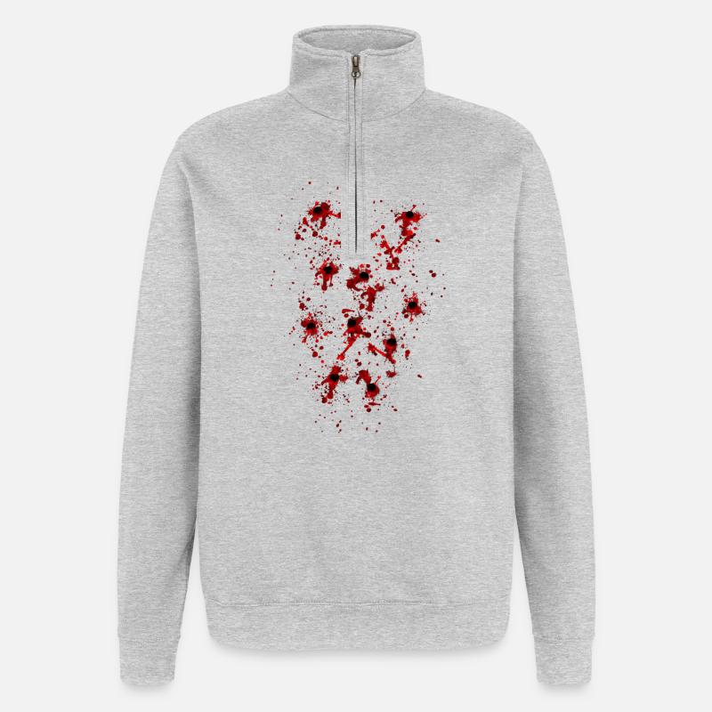 Einschusslöcher - Quarter-Zip-Sweatshirt - Grau meliert