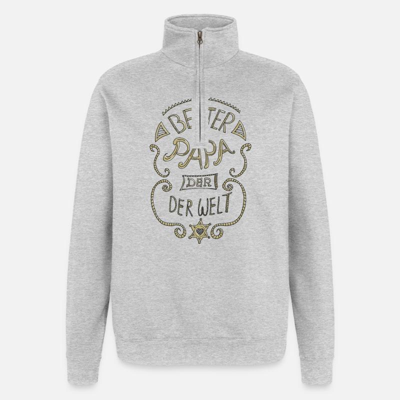 Bester Papa der Welt - Quarter-Zip-Sweatshirt - Grau meliert