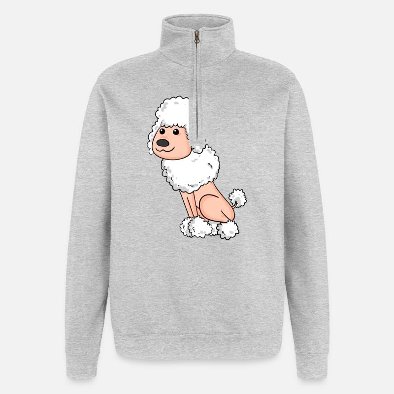 Pudel Weiß - Quarter-Zip-Sweatshirt - Grau meliert