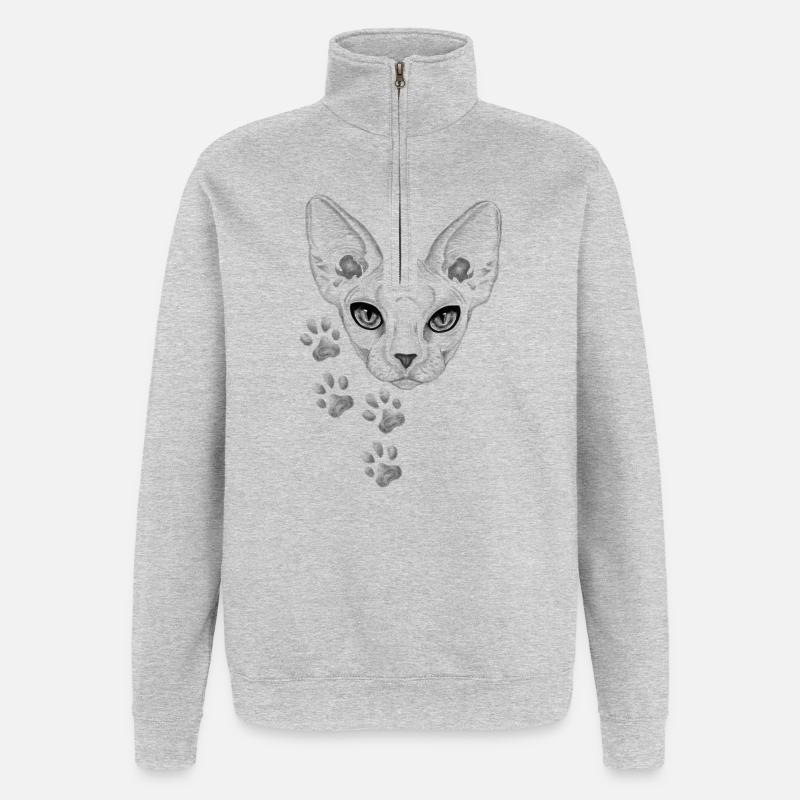 Cat - Quarter-Zip-Sweatshirt - Grau meliert
