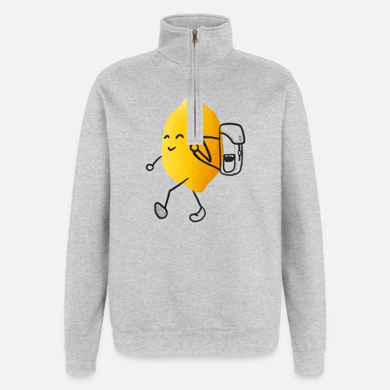 Citron errant - Sweat à zip 1/4 - gris chiné